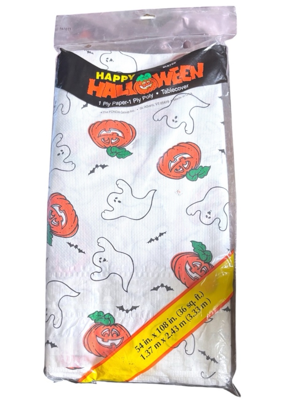 Vintage 90s Happy Halloween Pumpkin & Ghost Paper Tablecover